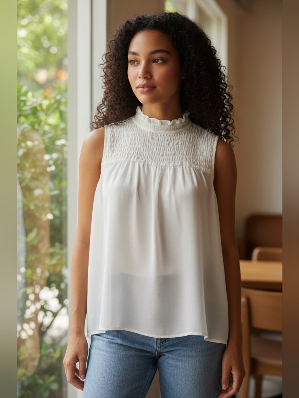 Anthropologie Sunday In Brooklyn Ivory Sleeveless Blouse ~NWT